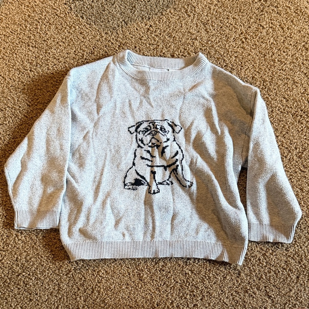 Zara Kid’s Gray Bulldog Sweater 18-24 mo